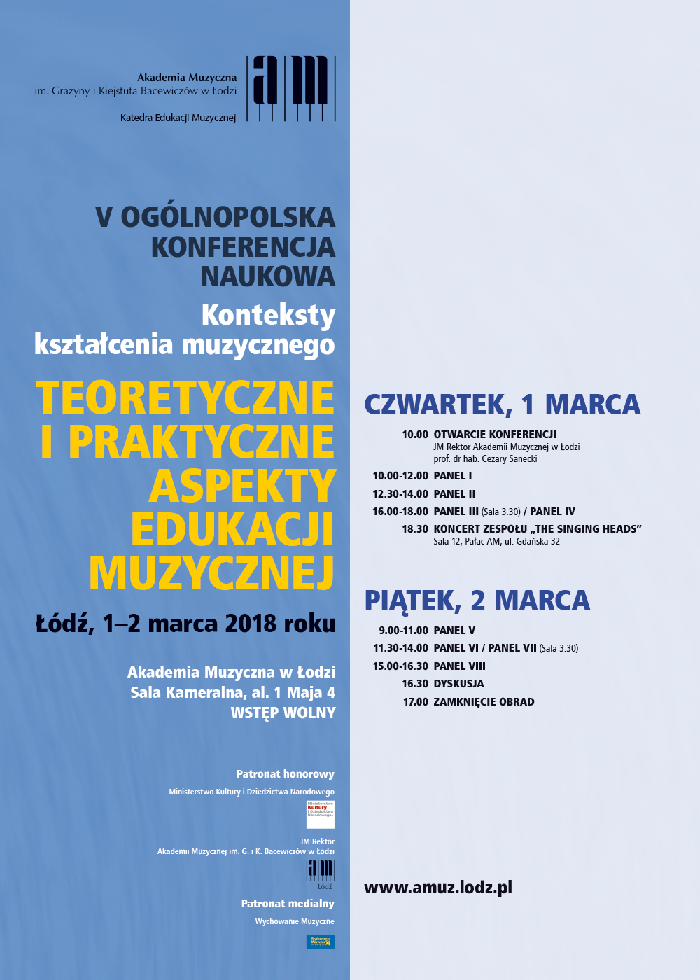 V Ogólnopolska Konferencja Naukowa z cyklu KONTEKSTY KSZTAŁCENIA MUZYCZNEGO