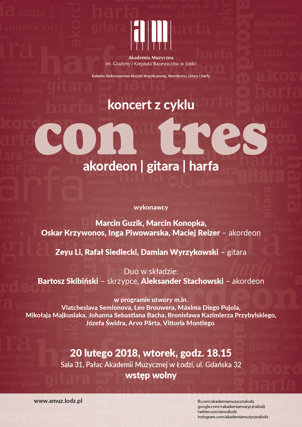 Koncert z cyklu CON TRES – akordeon, gitara, harfa