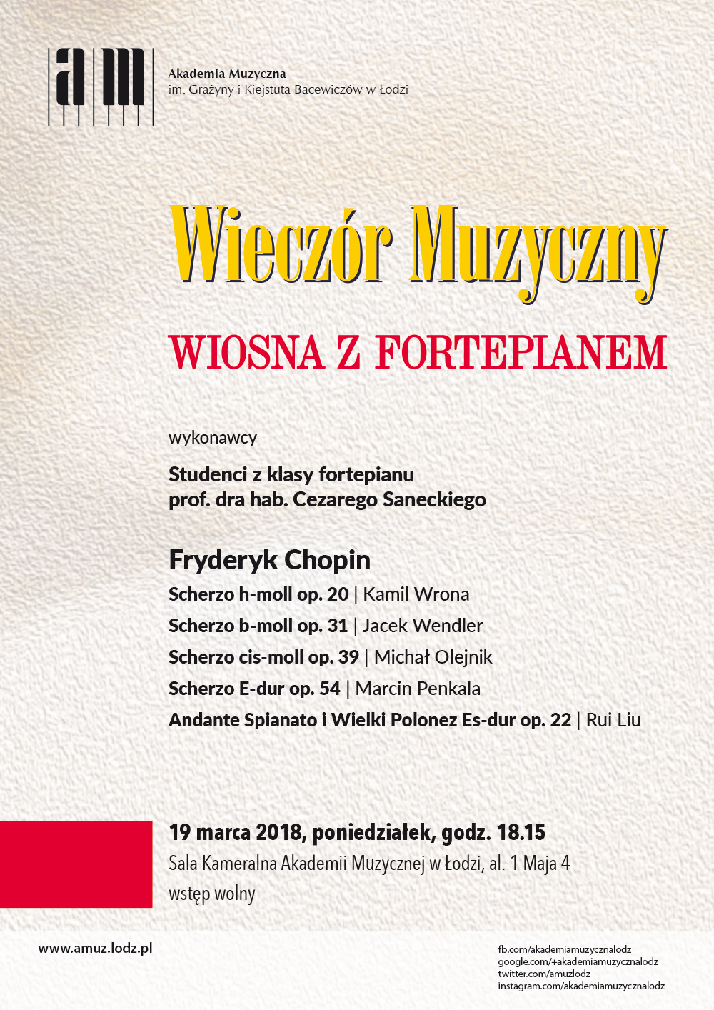 Wieczór muzyczny WIOSNA Z FORTEPIANEM