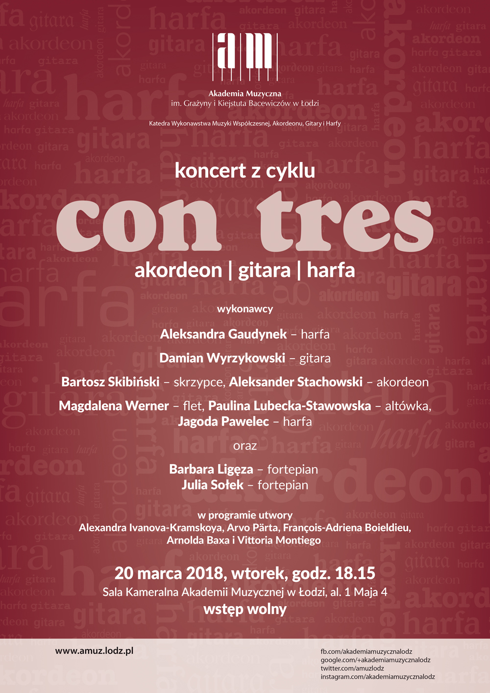 Koncert z cyklu CON TRES – akordeon, gitara, harfa