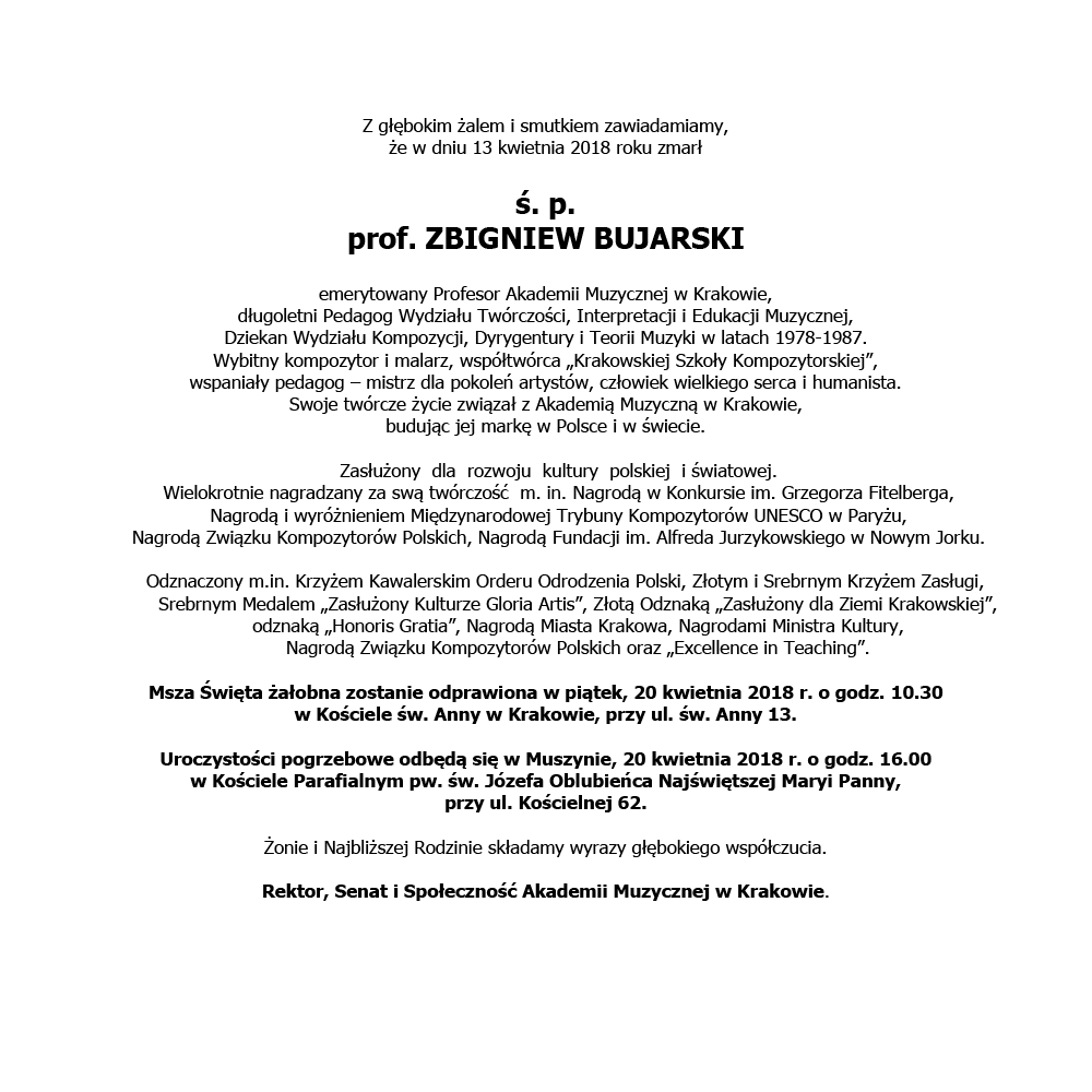 Zmarł prof. Zbigniew Bujarski