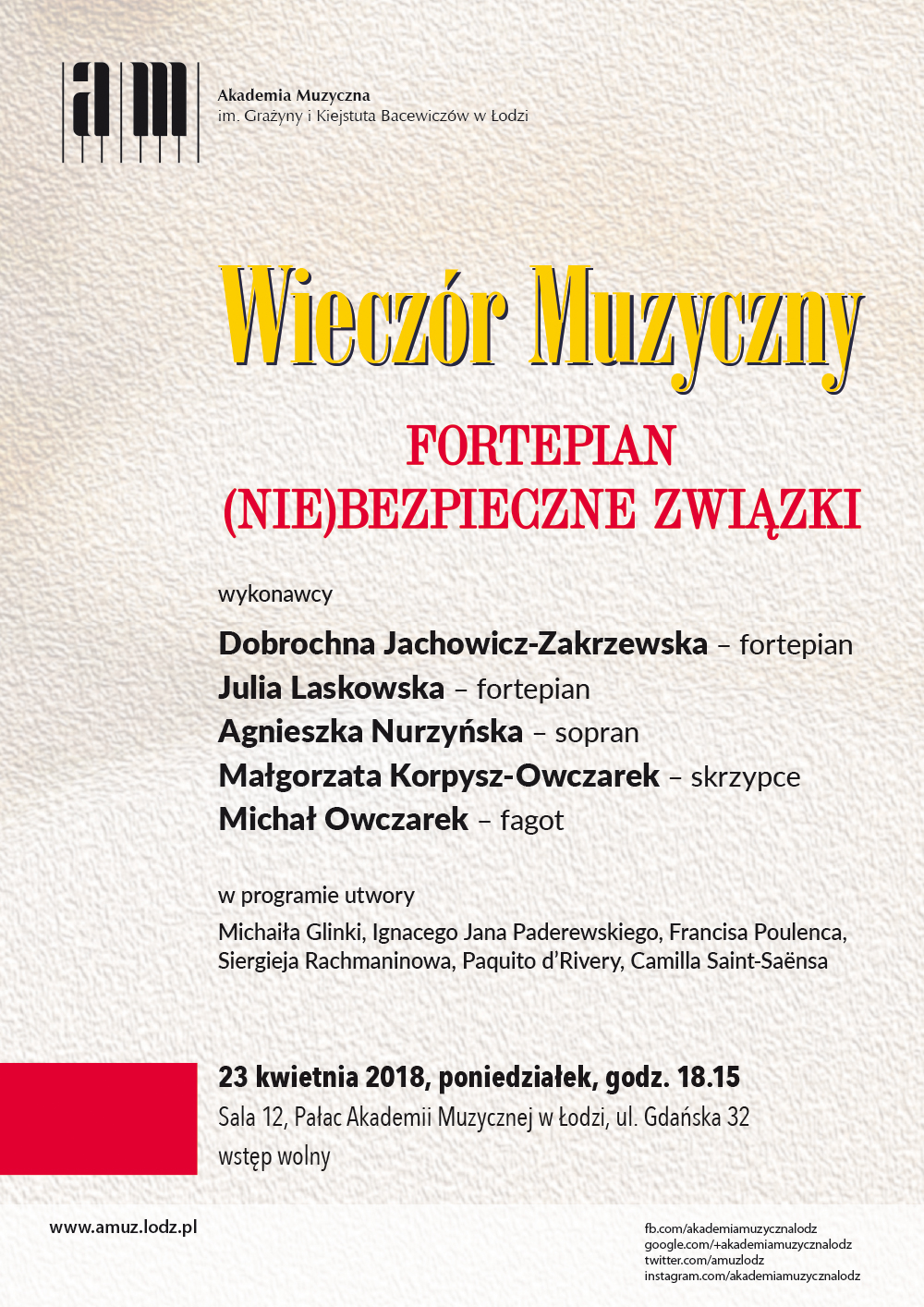 Wieczór muzyczny FORTEPIAN: (NIE)BEZPIECZNE ZWIĄZKI