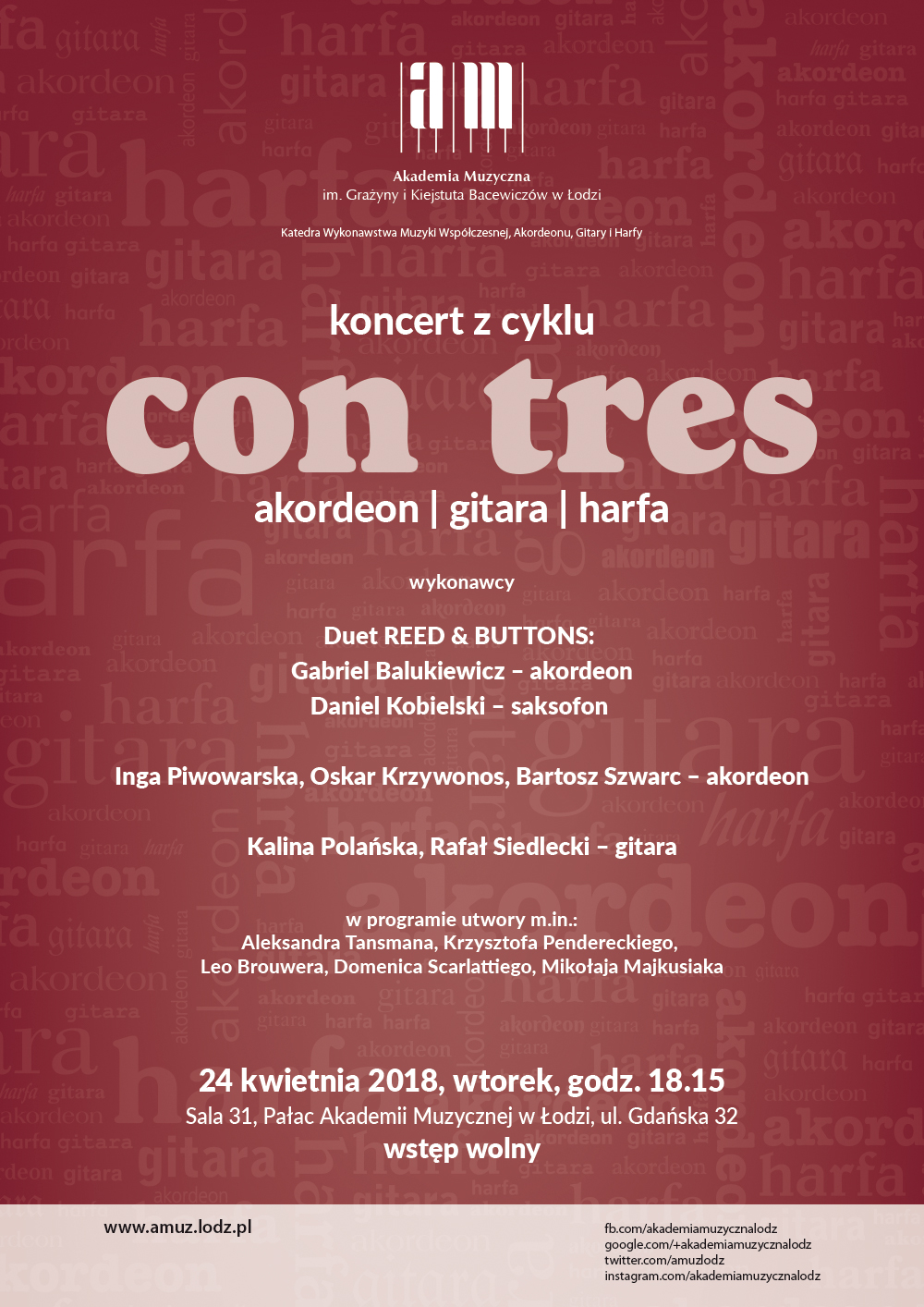 Koncert z cyklu CON TRES – AKORDEON, GITARA, HARFA