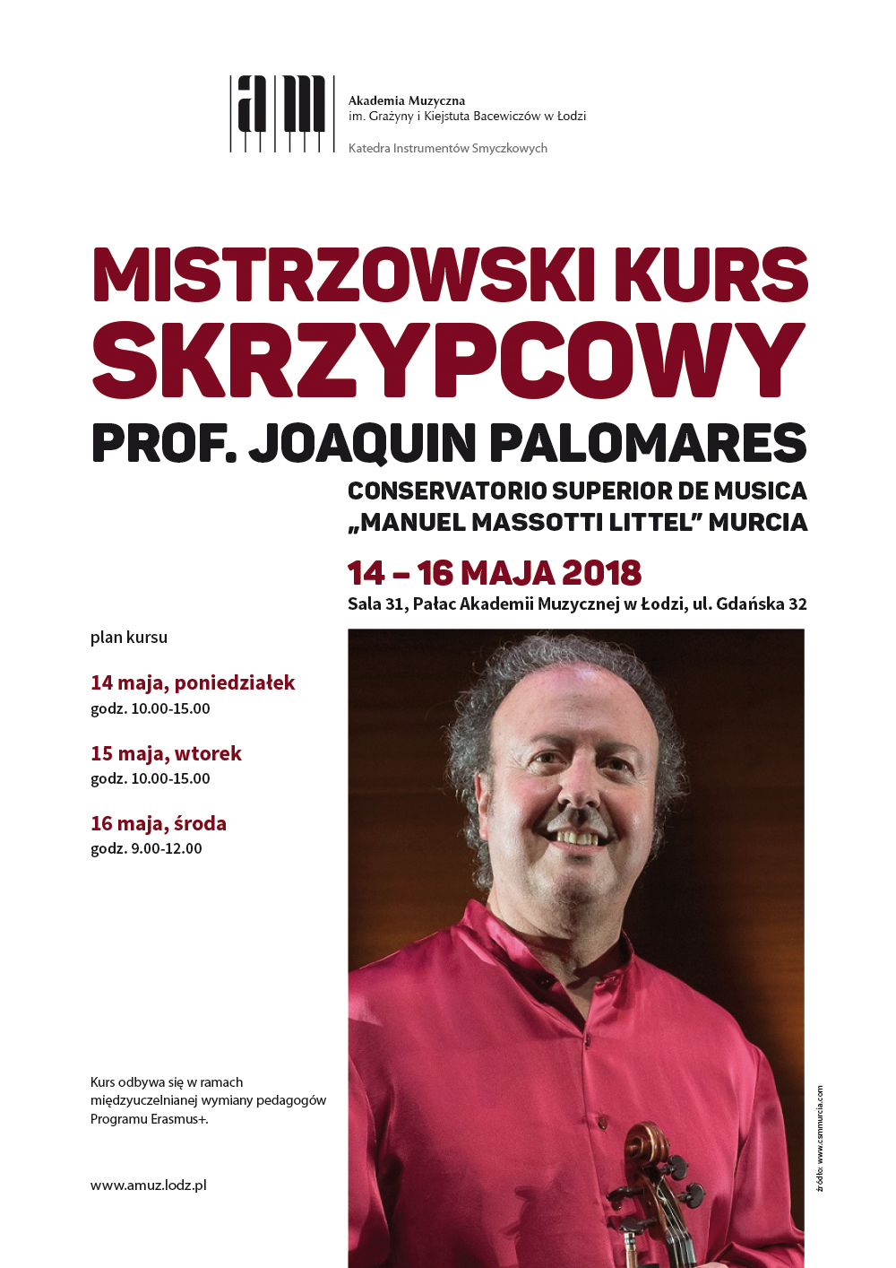 Mistrzowski kurs skrzypcowy – prof. Joaquin Palomares