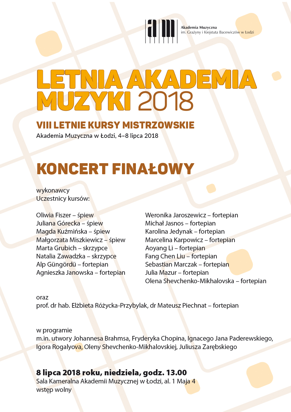 KONCERT FINAŁOWY VIII Letnich Kursów Mistrzowskich