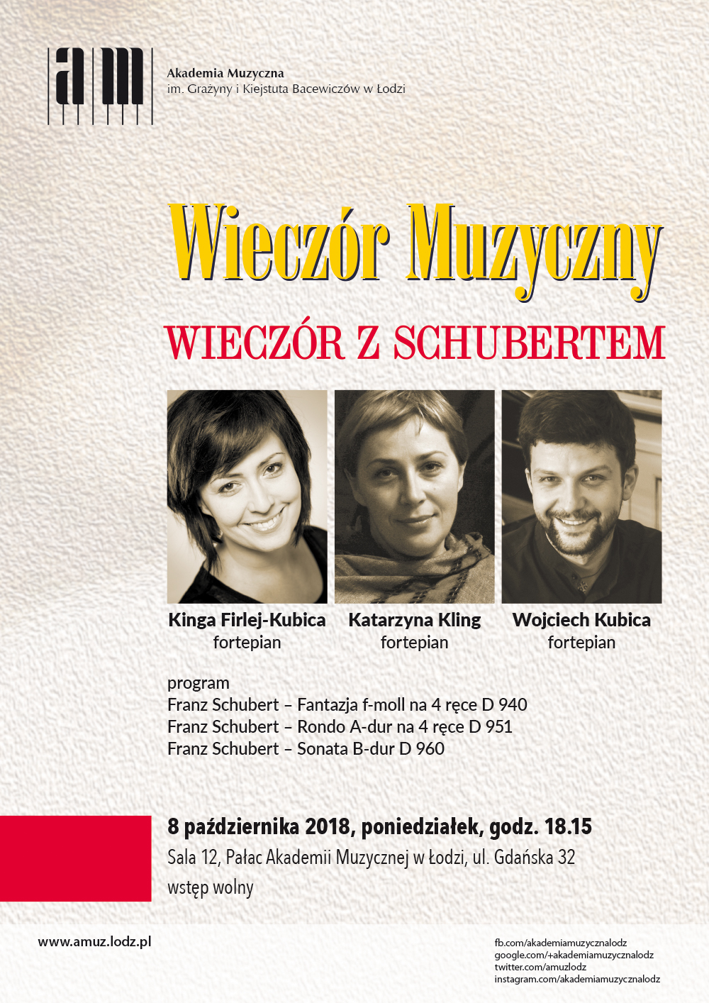 Wieczór muzyczny WIECZÓR Z SCHUBERTEM