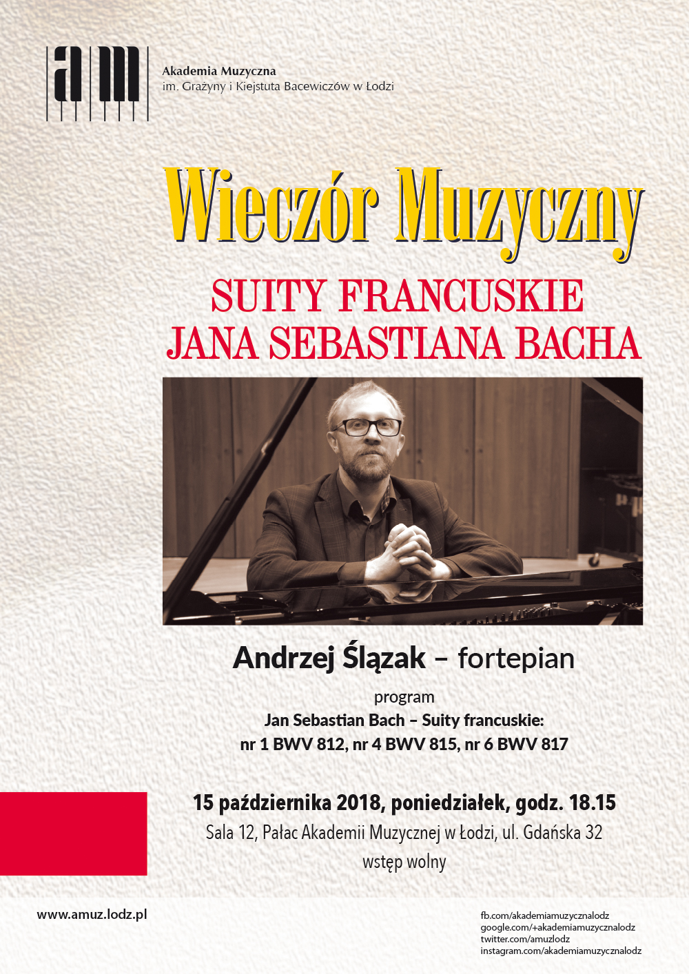 Wieczór muzyczny SUITY FRANCUSKIE JANA SEBASTIANA BACHA