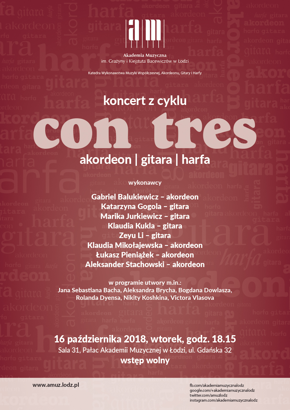 Koncert z cyklu CON TRES – AKORDEON, GITARA, HARFA