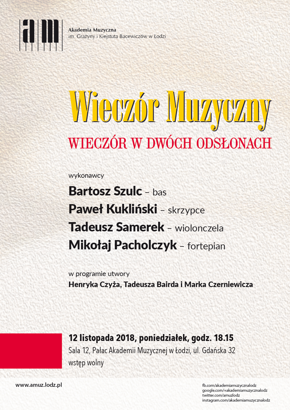 Wieczór muzyczny WIECZÓR W DWÓCH ODSŁONACH