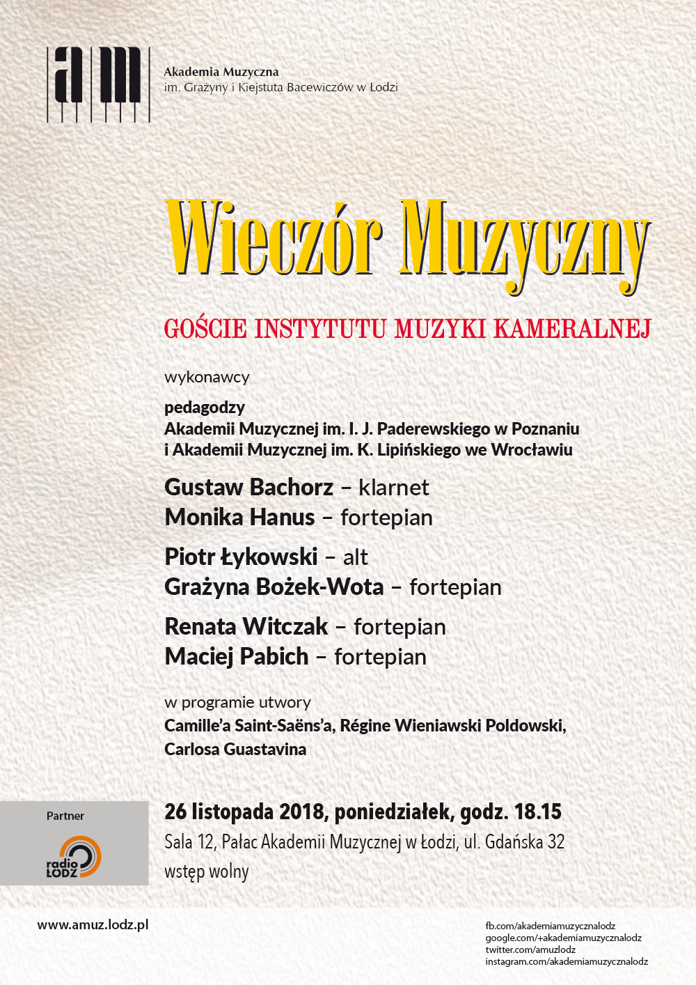 Wieczór muzyczny GOŚCIE INSTYTUTU MUZYKI KAMERALNEJ