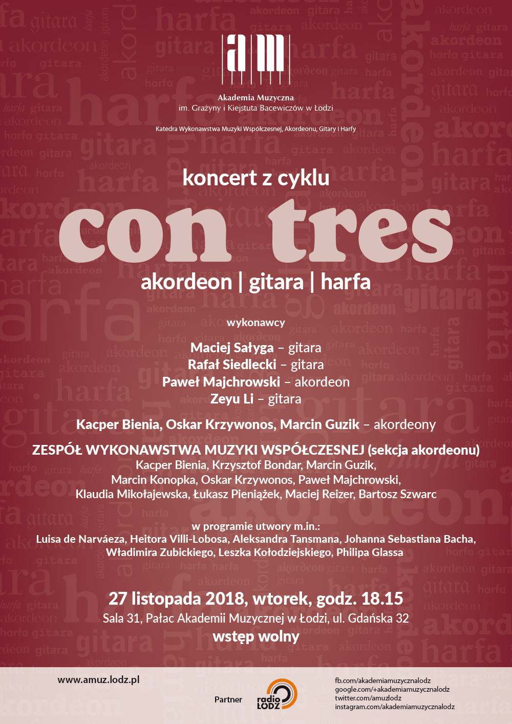 Koncert z cyklu CON TRES – AKORDEON, GITARA, HARFA