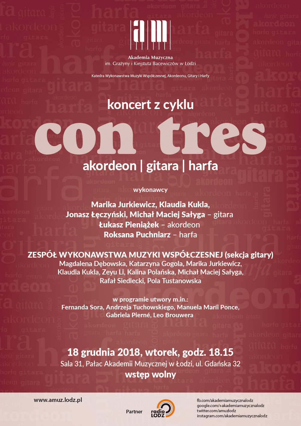 Koncert z cyklu CON TRES – AKORDEON, GITARA, HARFA