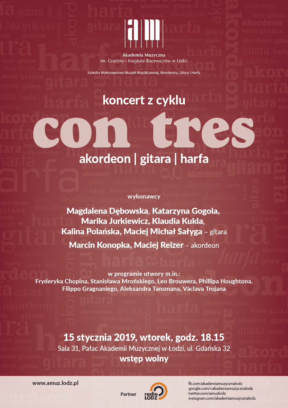 Koncert z cyklu CON TRES – AKORDEON, GITARA, HARFA