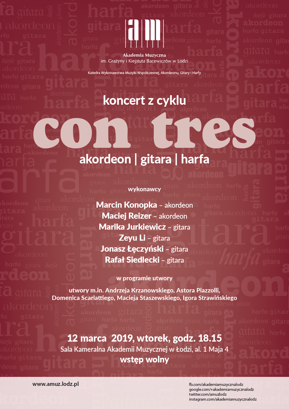 Koncert z cyklu CON TRES – AKORDEON, GITARA, HARFA