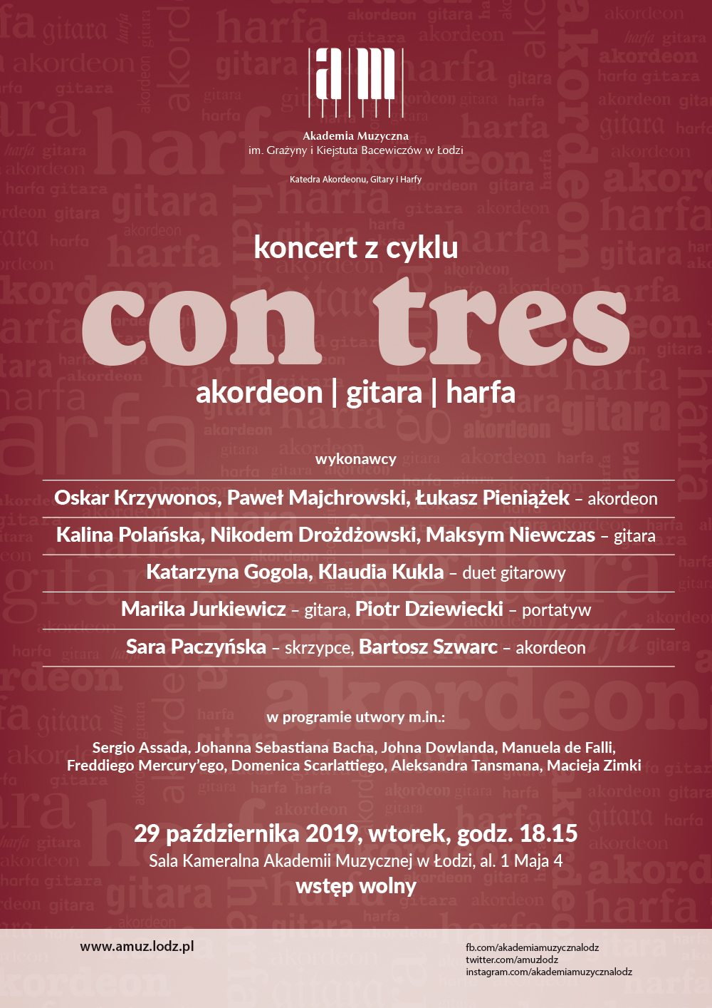 Koncert z cyklu CON TRES – AKORDEON, GITARA, HARFA