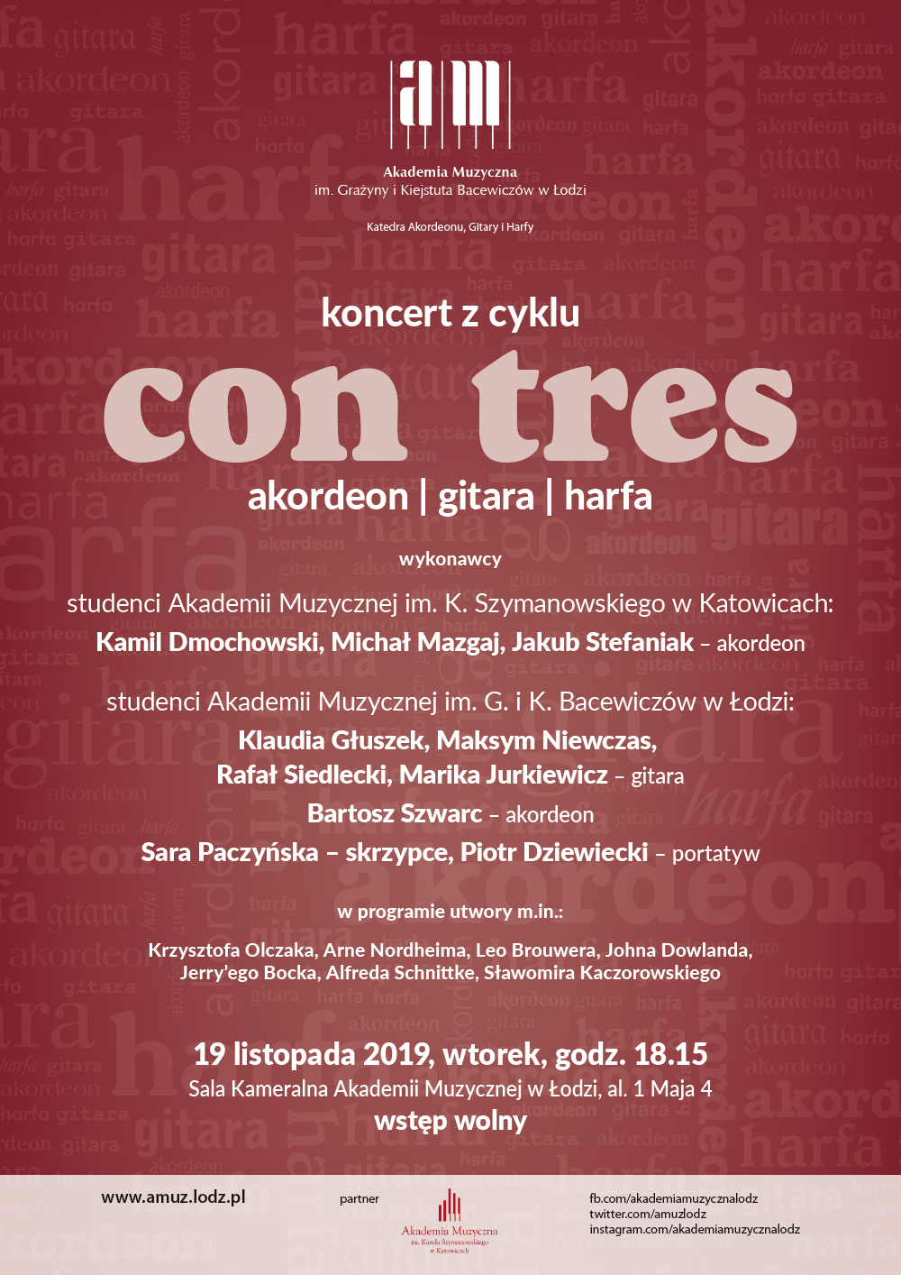 Koncert z cyklu CON TRES – AKORDEON, GITARA, HARFA