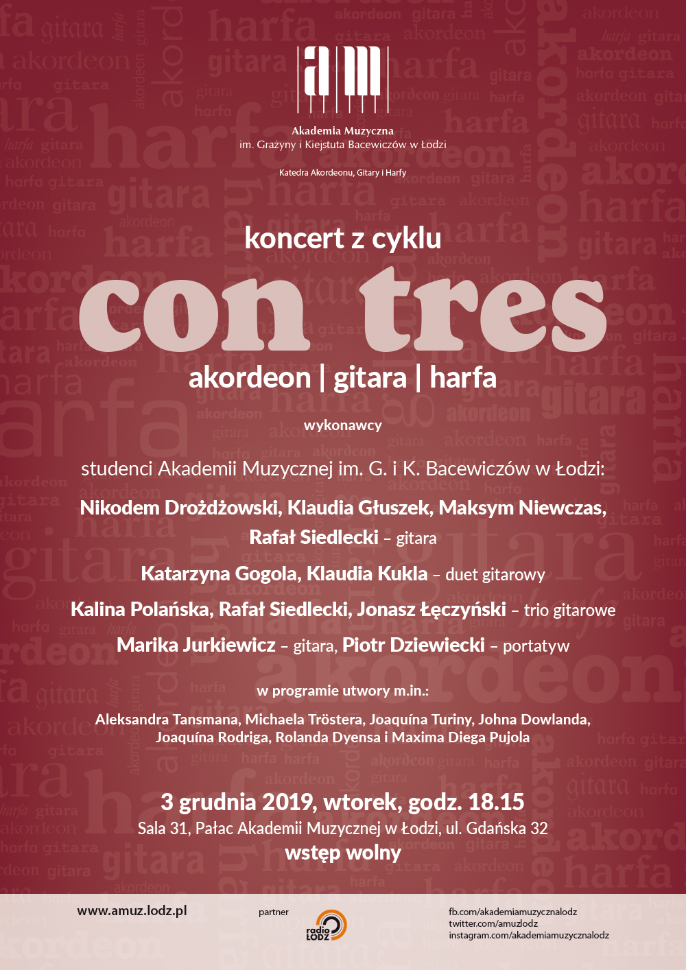 Koncert z cyklu CON TRES – AKORDEON, GITARA, HARFA