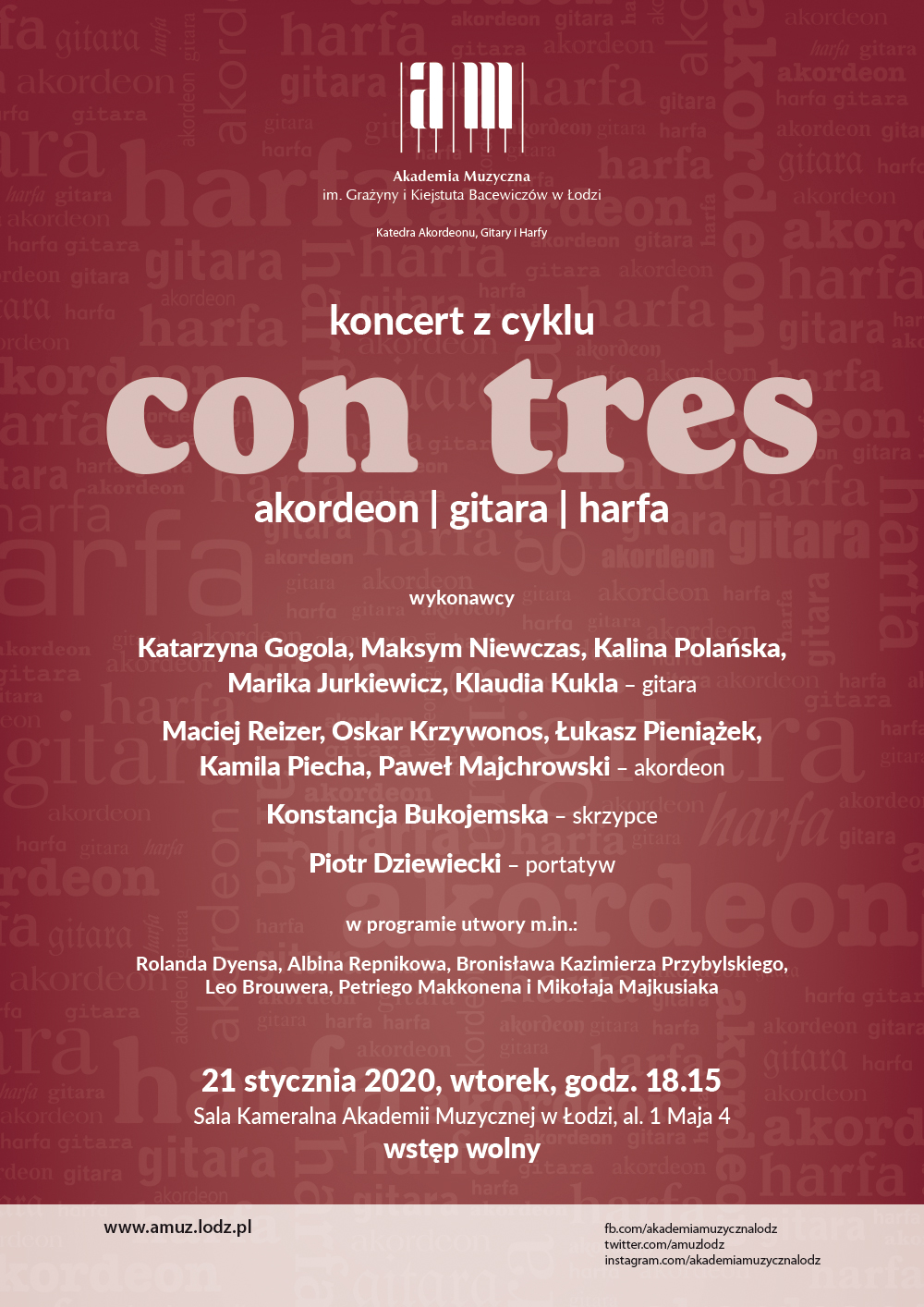 Koncert z cyklu CON TRES – AKORDEON, GITARA, HARFA