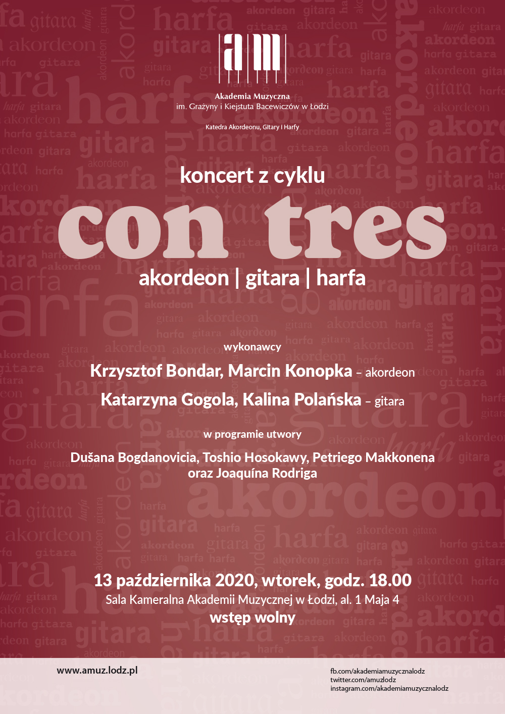 Koncert z cyklu CON TRES – AKORDEON, GITARA, HARFA