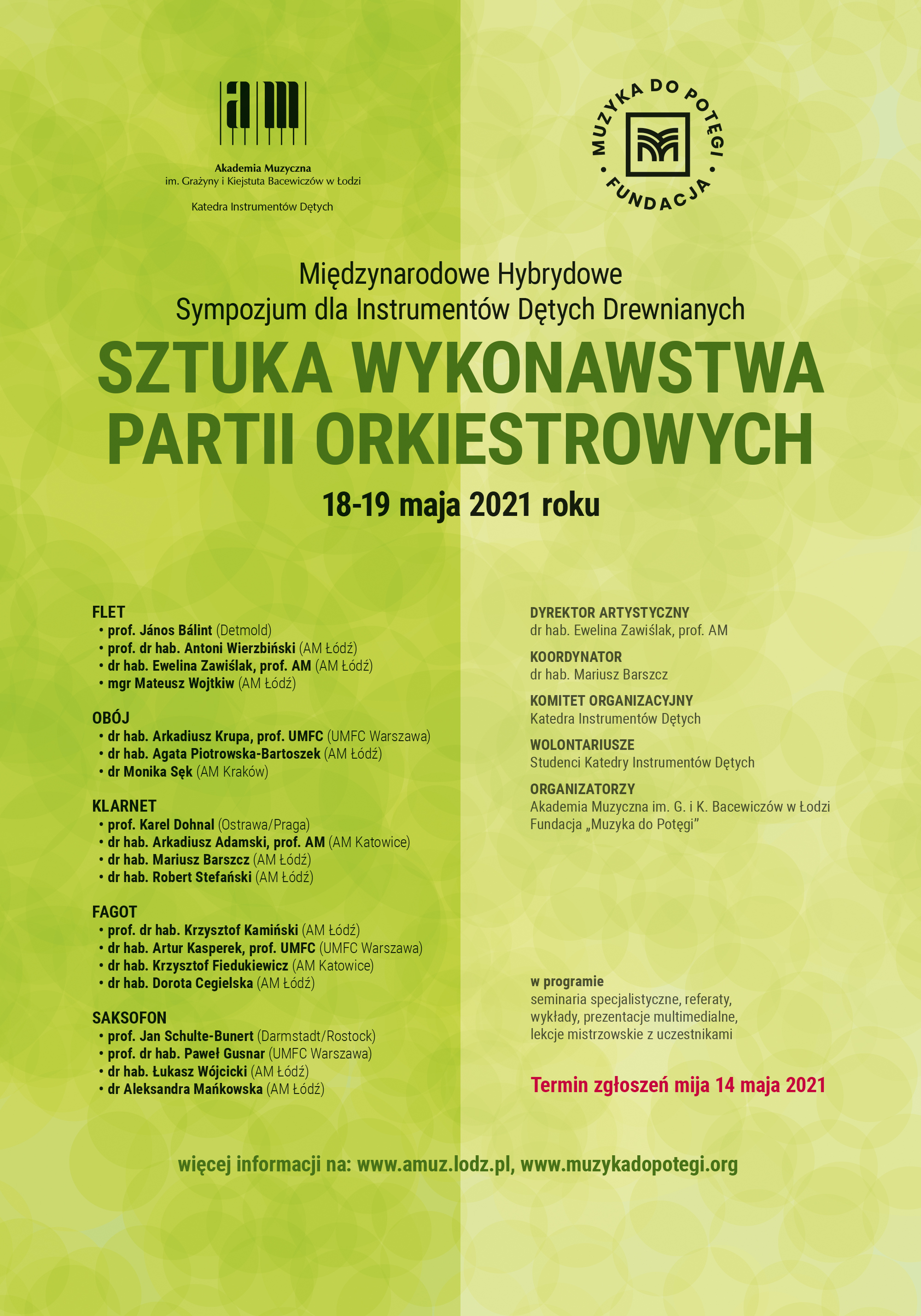 Międzynarodowe Hybrydowe Sympozjum dla Instrumentów Dętych Drewnianych  SZTUKA WYKONAWSTWA PARTII ORKIESTROWYCH