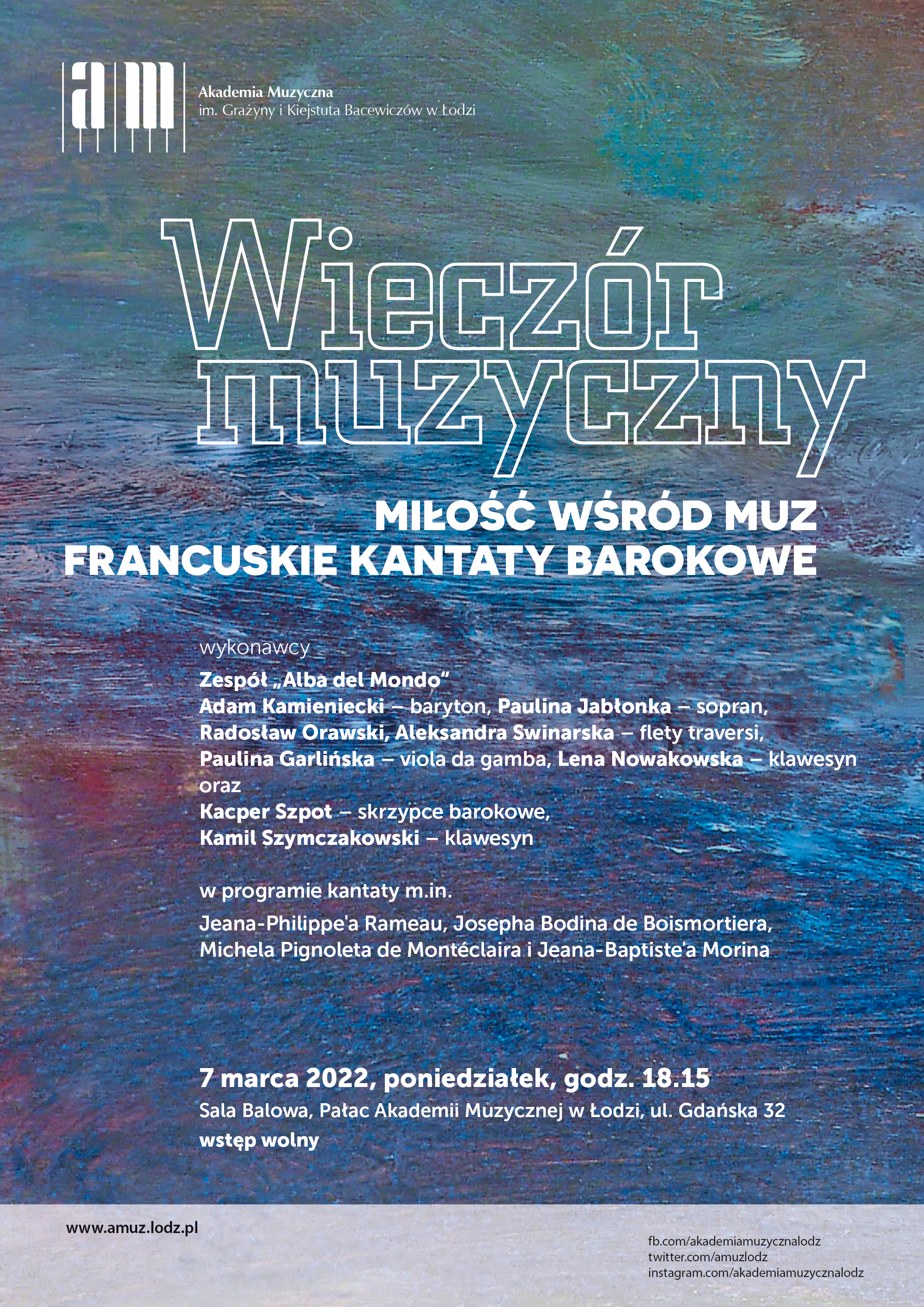 Wieczór muzyczny MIŁOŚĆ WŚRÓD MUZ. FRANCUSKIE KANTATY BAROKOWE