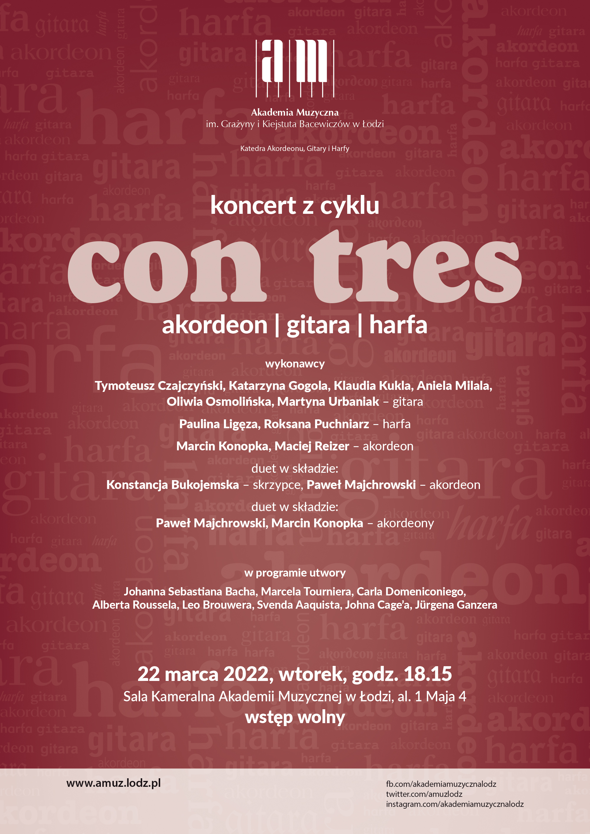 Koncert z cyklu CON TRES – AKORDEON, GITARA, HARFA