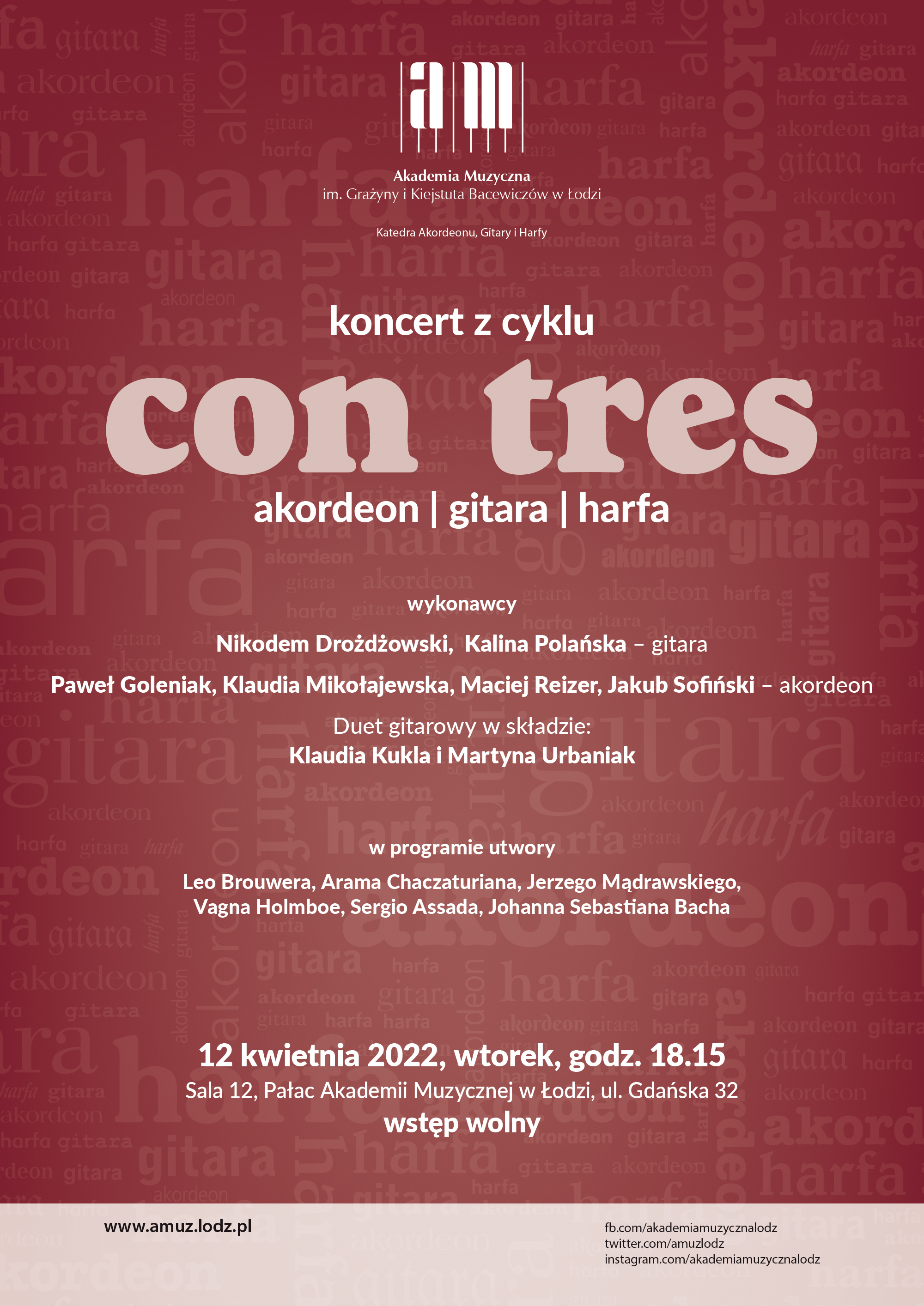 Koncert z cyklu CON TRES – AKORDEON, GITARA, HARFA