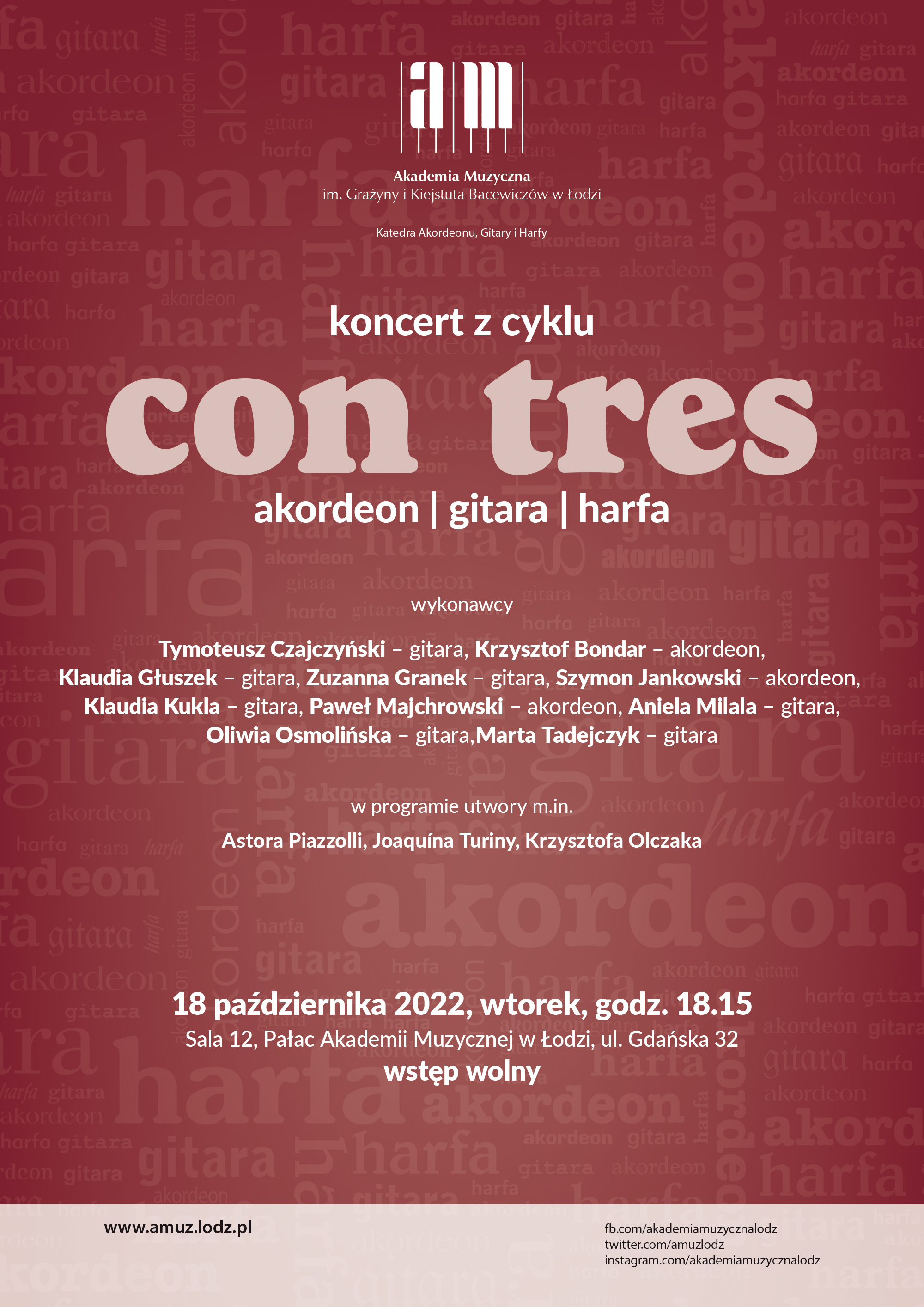 Koncert z cyklu CON TRES – AKORDEON, GITARA, HARFA