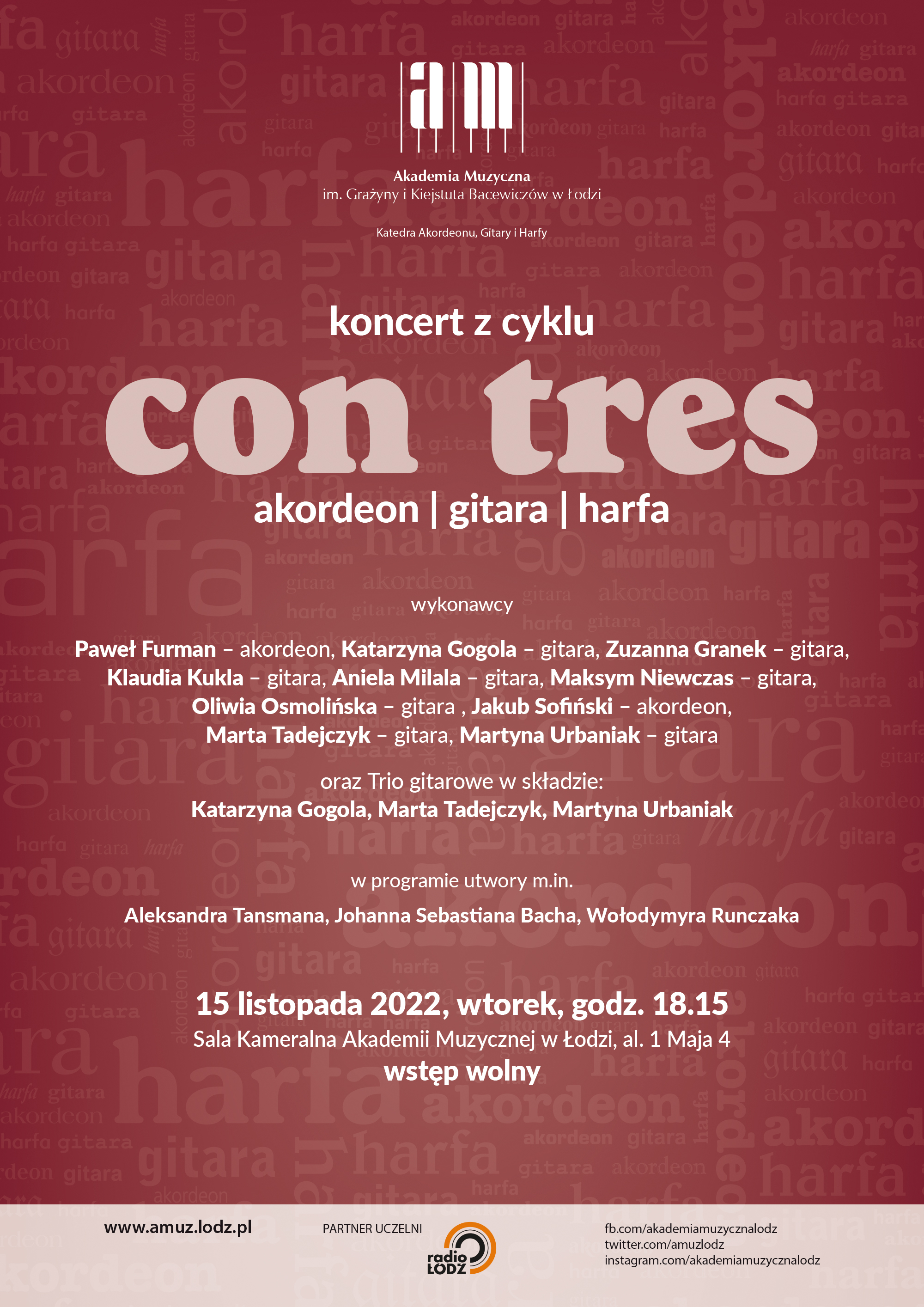 Koncert z cyklu CON TRES – AKORDEON, GITARA, HARFA