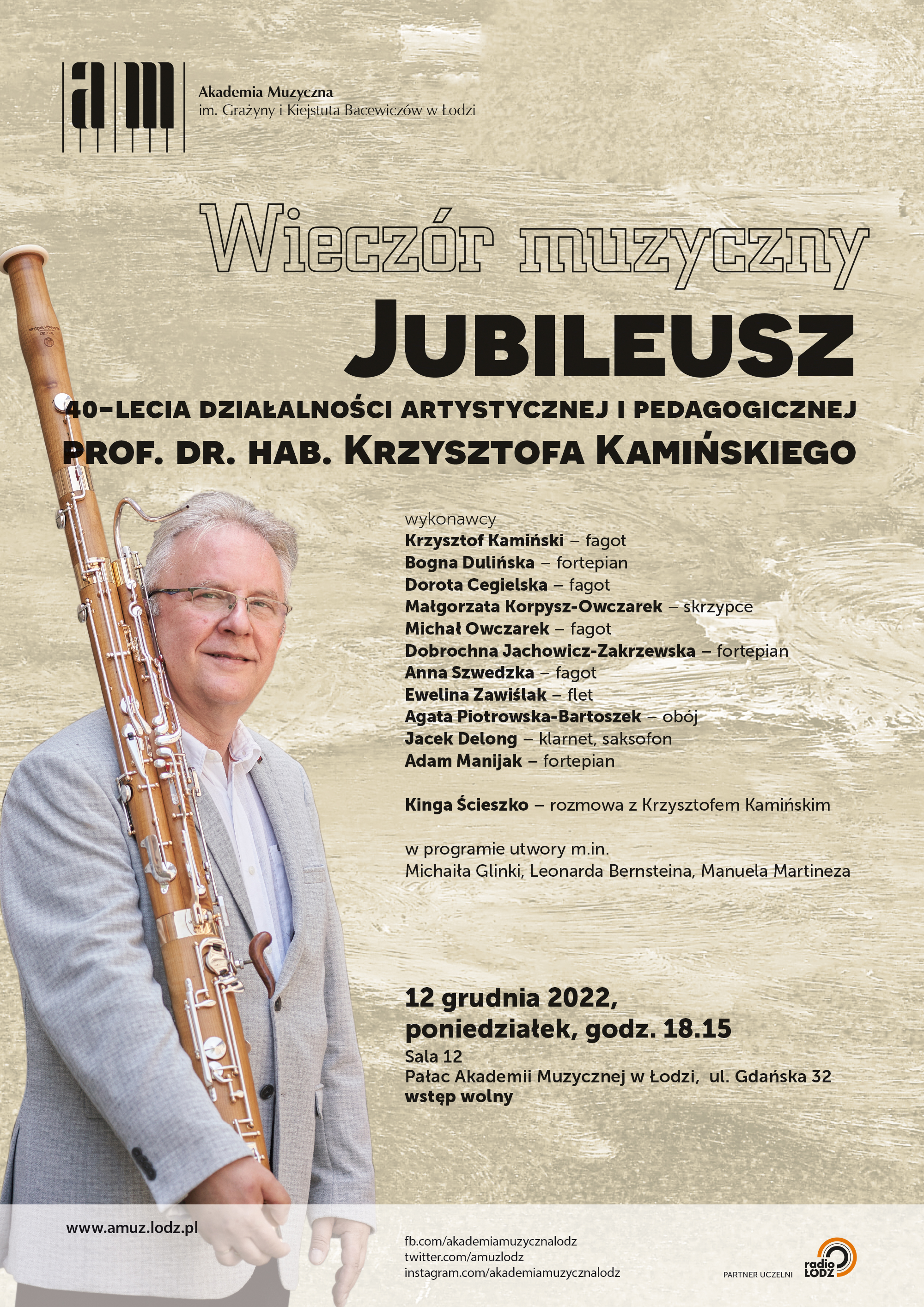 Wieczór muzyczny – Jubileusz prof. dr. hab. Krzysztofa Kamińskiego