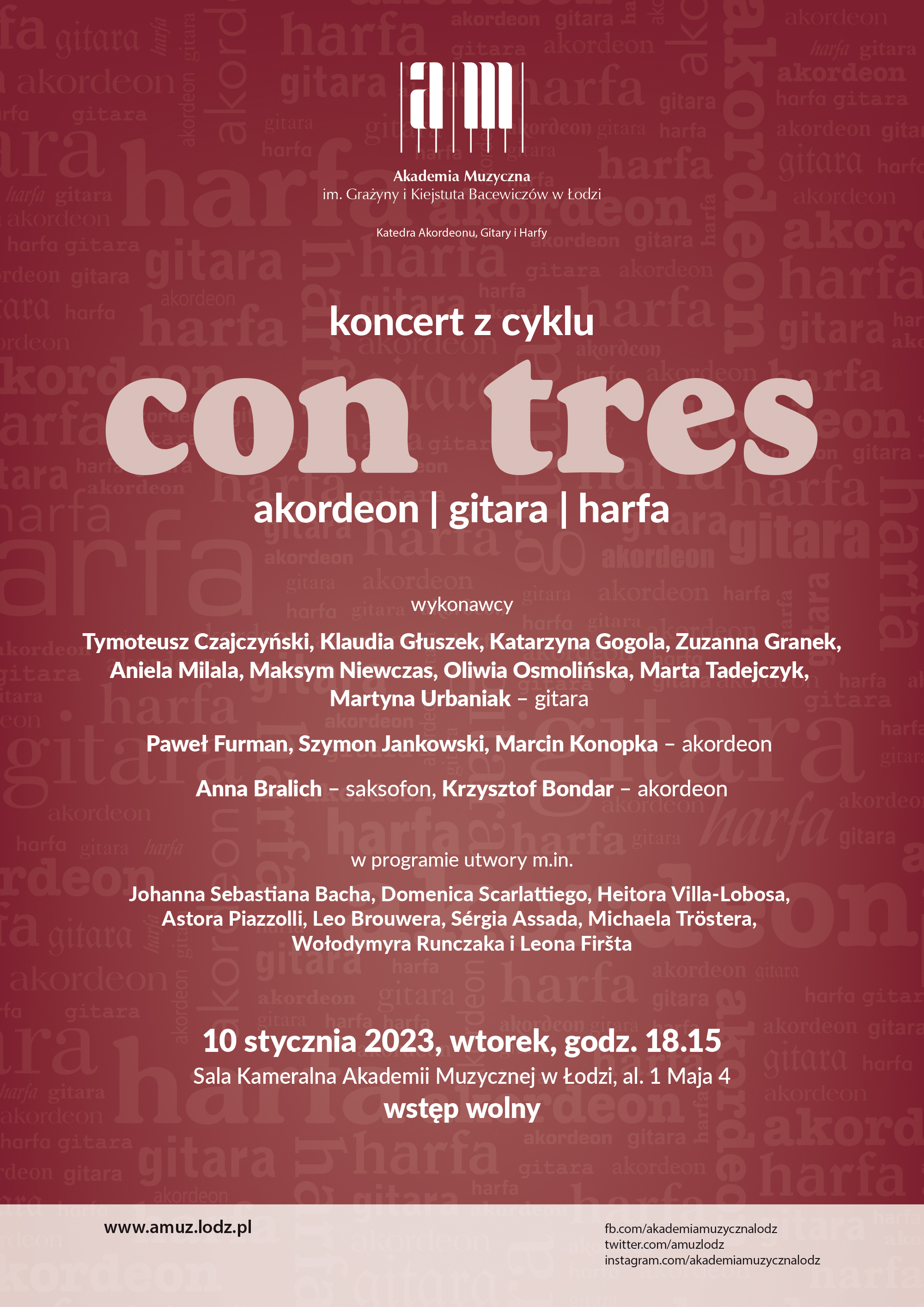 Koncert z cyklu CON TRES – AKORDEON, GITARA, HARFA