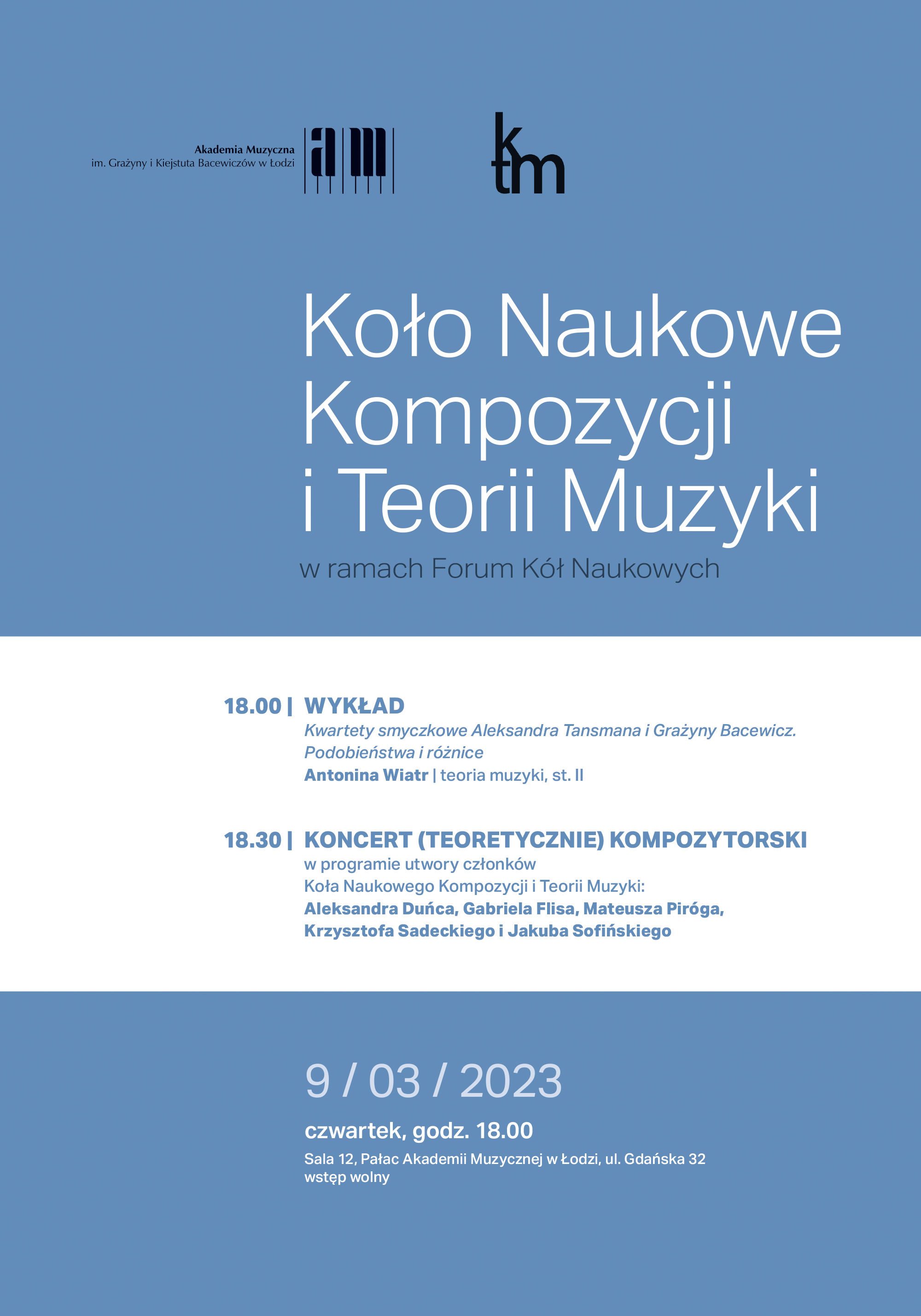 Koncert i wykład Koła Naukowego Kompozycji i Teorii Muzyki