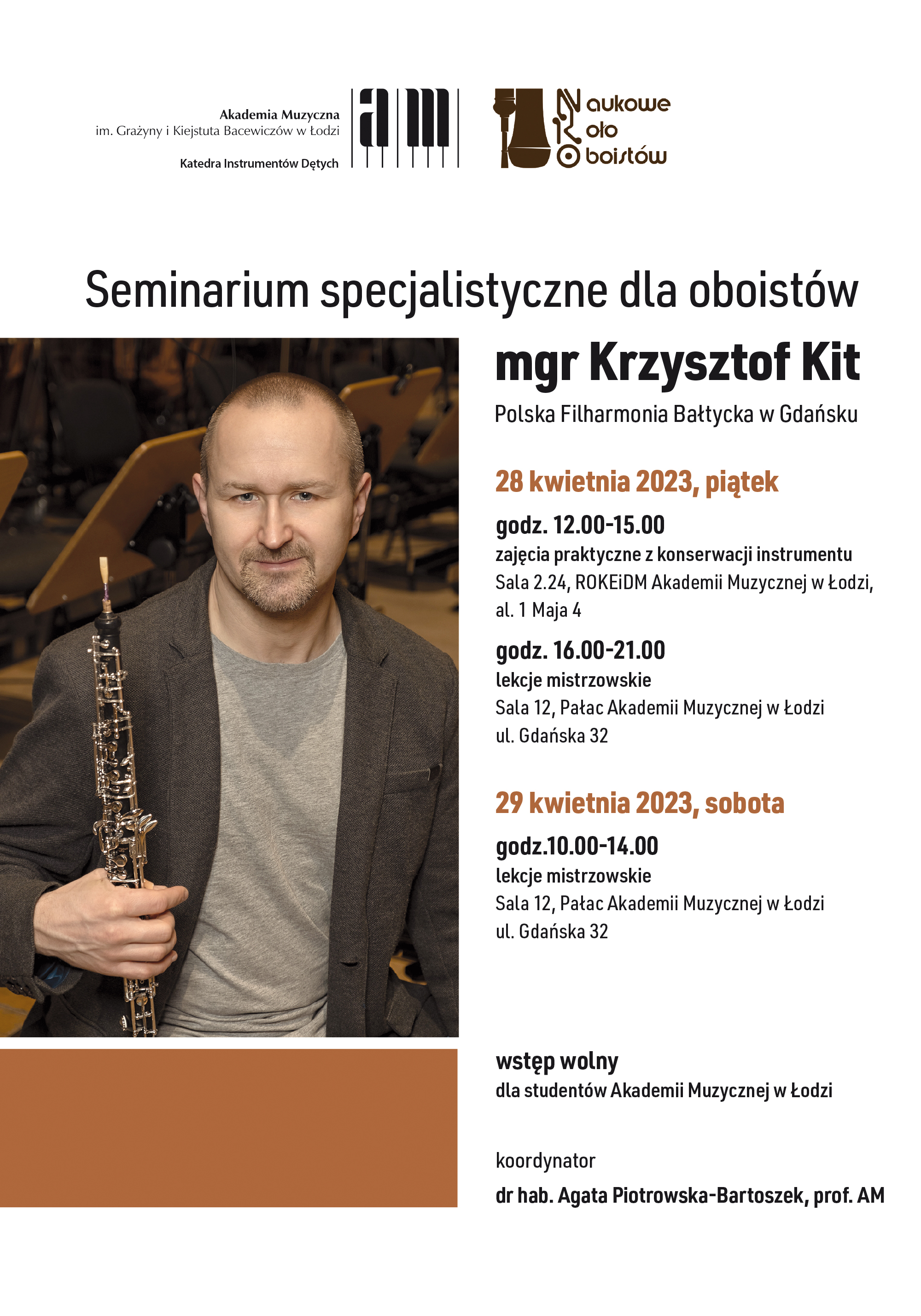 Seminarium specjalistyczne dla oboistów z Krzysztofem Kitem