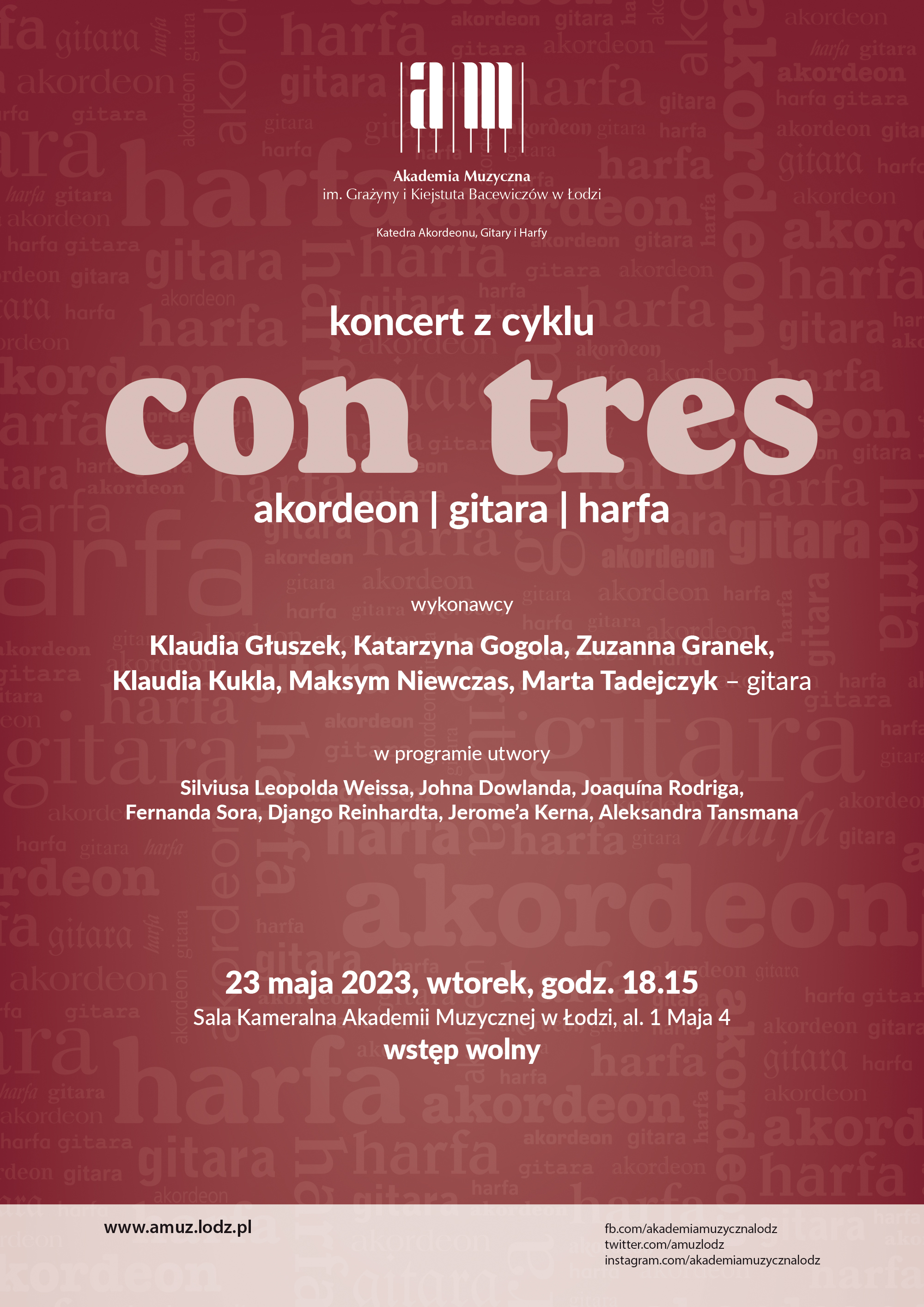 Koncert z cyklu CON TRES – AKORDEON, GITARA, HARFA