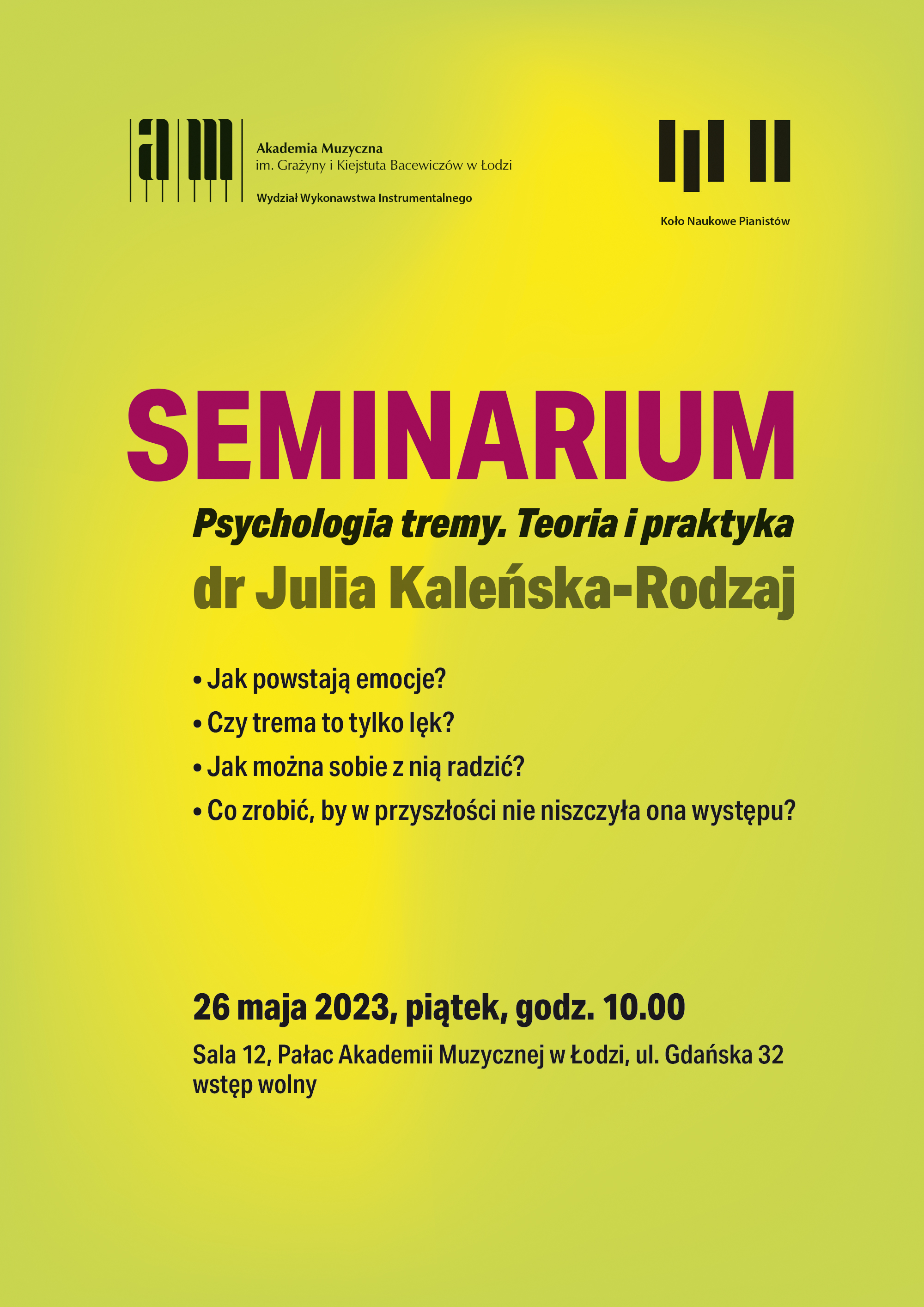 Seminarium PSYCHOLOGIA TREMY. TEORIA I PRAKTYKA