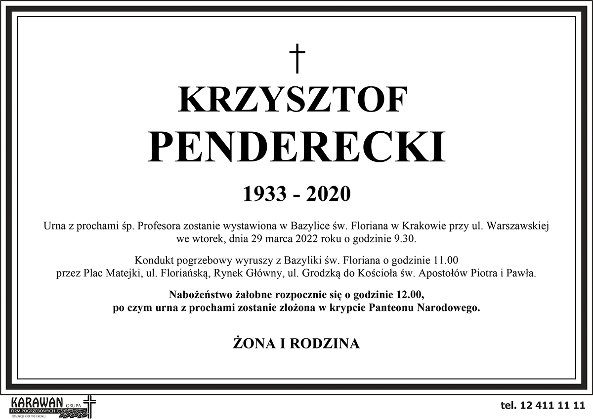 Uroczystości pogrzebowe Krzysztofa Pendereckiego